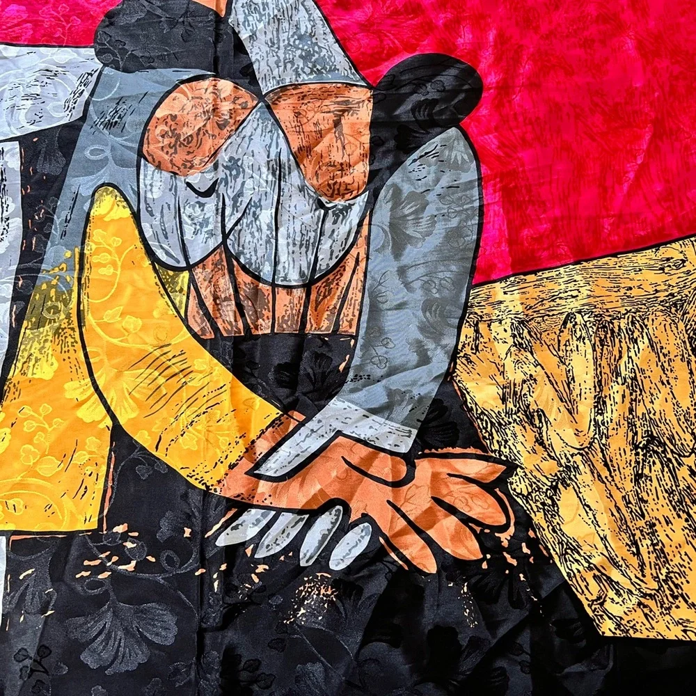 Vintage Silk Art Deco “Femme Assise” Pablo Picasso scarf wrap 34X34